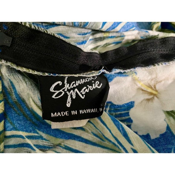 Royal Blue Hawaiian Mock Sarong Sheath Dress - Picture 4 of 7